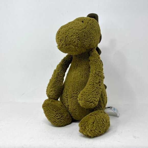 Retired Jellycat London BASHFUL DINO 10" Dark Green Version Dinosaur - Picture 2 of 11